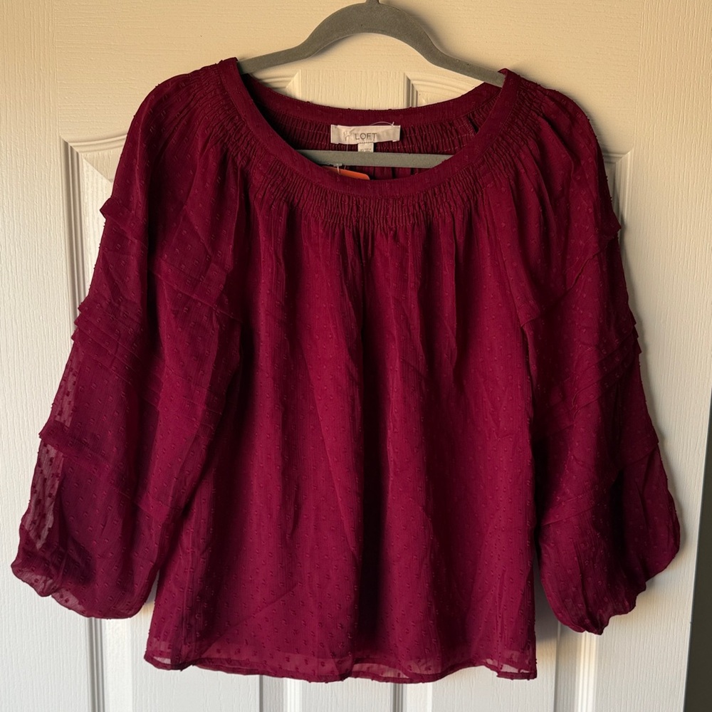 LOFT Deep Red Blouse